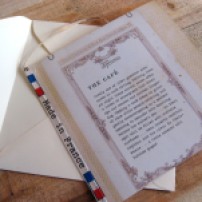 French cafe Book Card, inspired by sitting in a cafe reading a letter. One of our Cards & Stationary