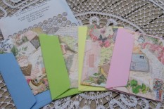Four decoupage cards come in a handmade envelope. One of our Cards & Stationary